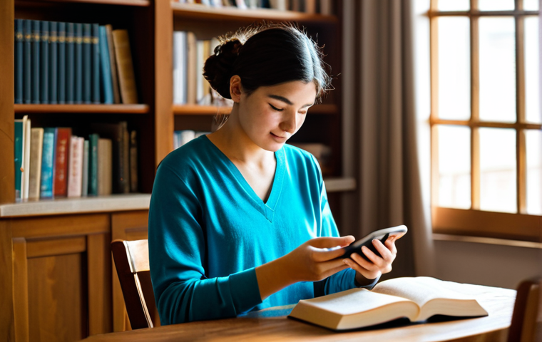 A serene person in modest, comfortable attire, gently placing a smartphone down on a wooden table, with soft, natural light illuminating a physical book they are now holding in their hands. The background is a cozy, sunlit reading nook with a blurred bookshelf. The individual's expression is peaceful and contemplative, signaling a shift from digital distractions to calm focus.
    *   **Quality modifiers**: professional photography, high resolution, perfect anatomy, correct proportions, natural pose, well-formed hands, proper finger count, natural body proportions, soft lighting, detailed.
    *   **Safety terms**: safe for work, appropriate content, fully clothed, modest, family-friendly.