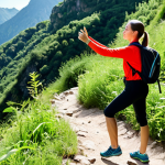 **

"A woman fully clothed in comfortable sportswear is hiking on a mountain trail, surrounded by lush greenery. She is taking a break to enjoy the scenic view. Bright daylight, safe for work, appropriate content, professional photography, perfect anatomy, natural pose, well-formed hands, proper finger count, modest."

**