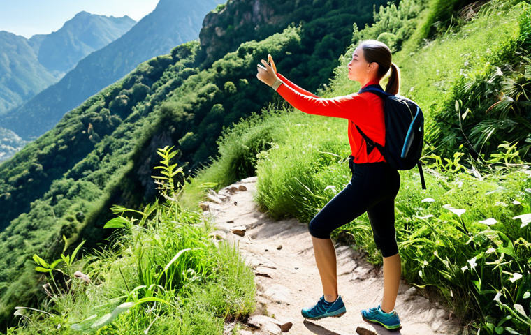 **

"A woman fully clothed in comfortable sportswear is hiking on a mountain trail, surrounded by lush greenery. She is taking a break to enjoy the scenic view. Bright daylight, safe for work, appropriate content, professional photography, perfect anatomy, natural pose, well-formed hands, proper finger count, modest."

**