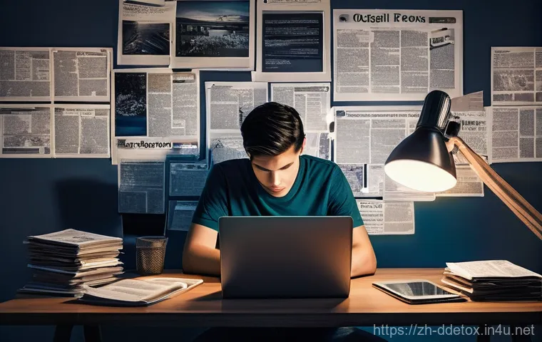 디지털디톡스와 심리적 안정 찾기 - **Prompt: Digital Overload and the First Step to Disconnect**
    A young adult, approximately 20-25...